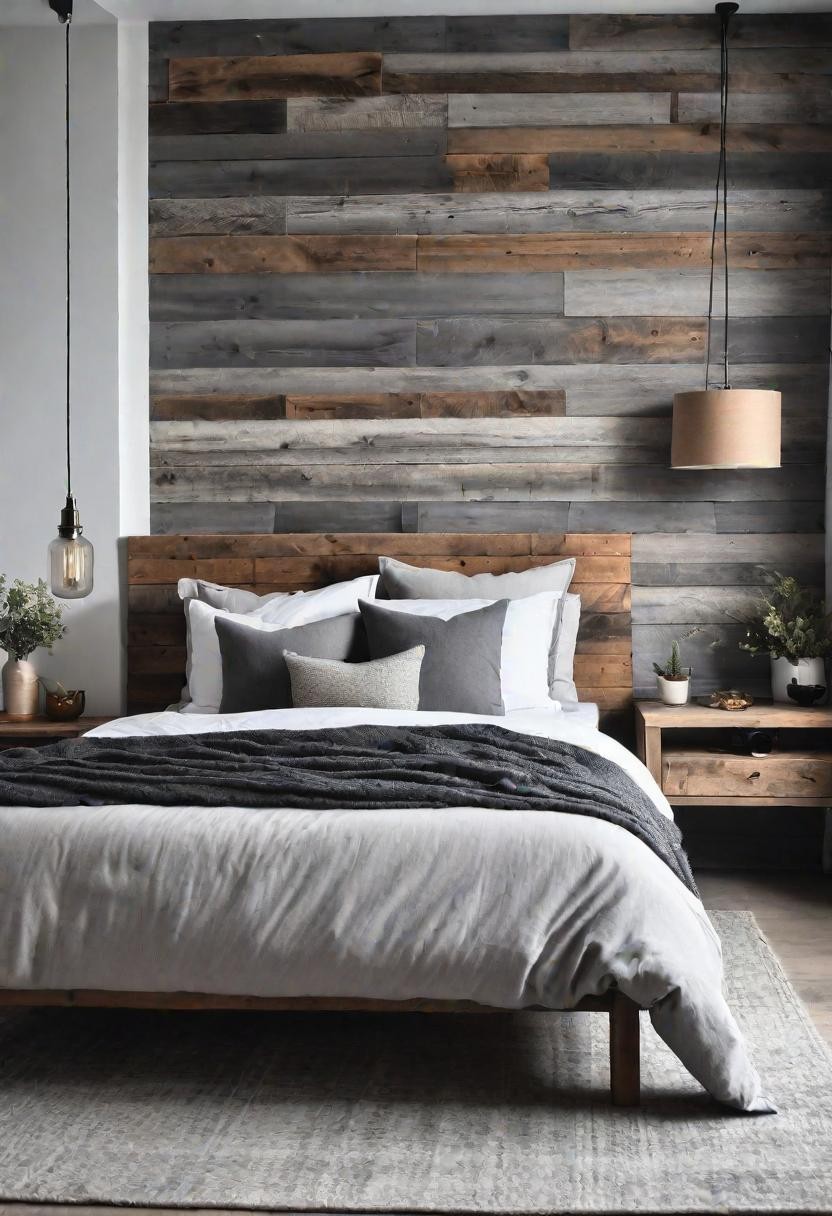 Rustic Grey Bedroom Feature Wall