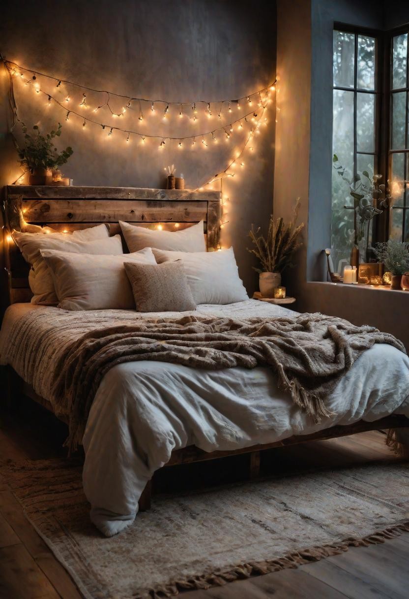 Dreamy Fairy Light Headboard Design