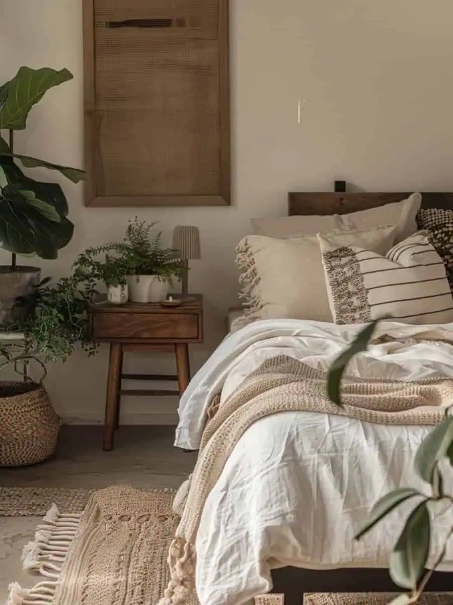 How to add a personal touch to an earthy modern bedroom?