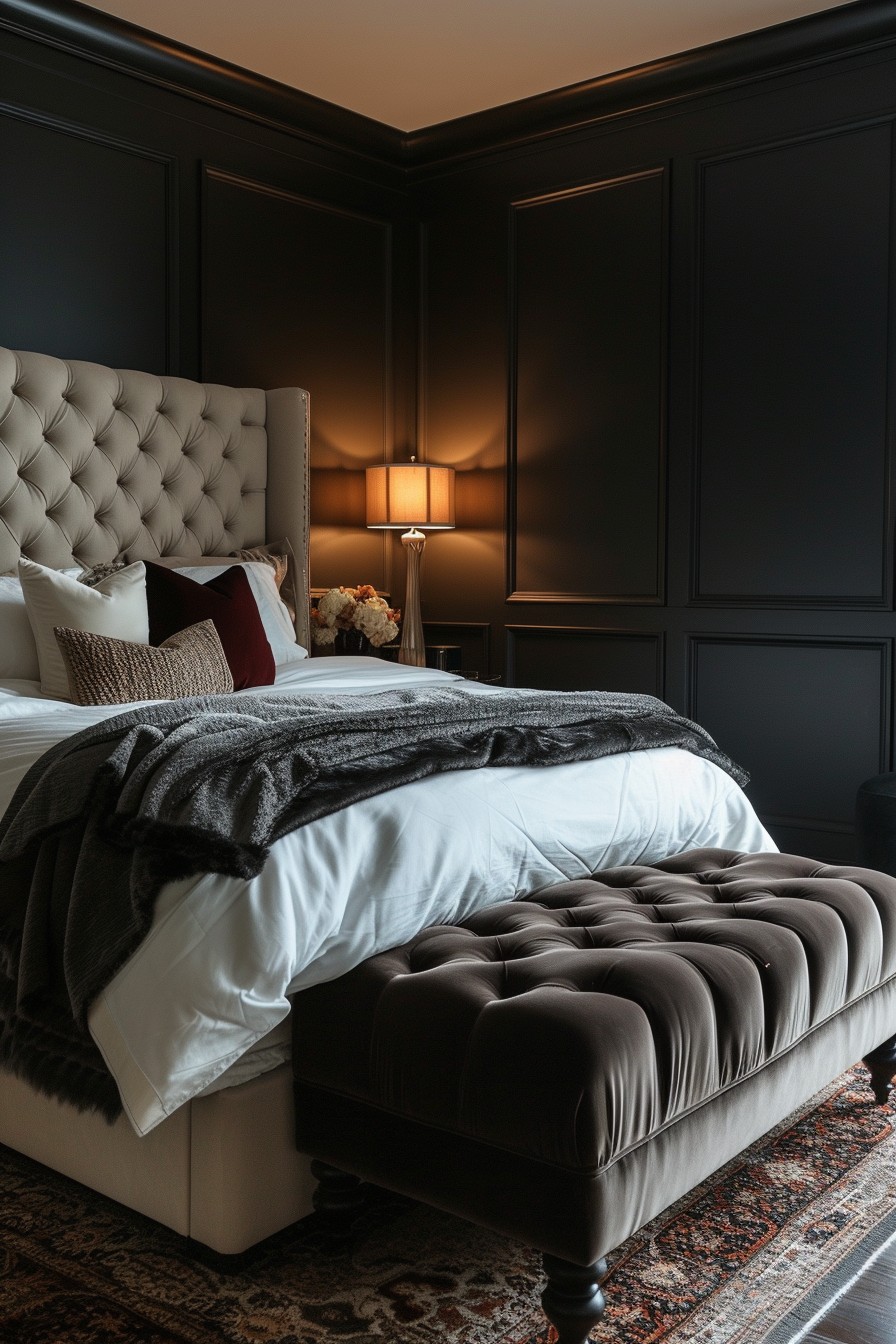 Moody Grown Woman Bedroom: Dark Slate Ambiance