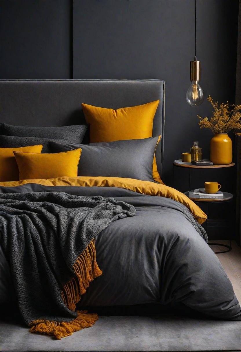 Charcoal & Mustard Bedroom Inspo