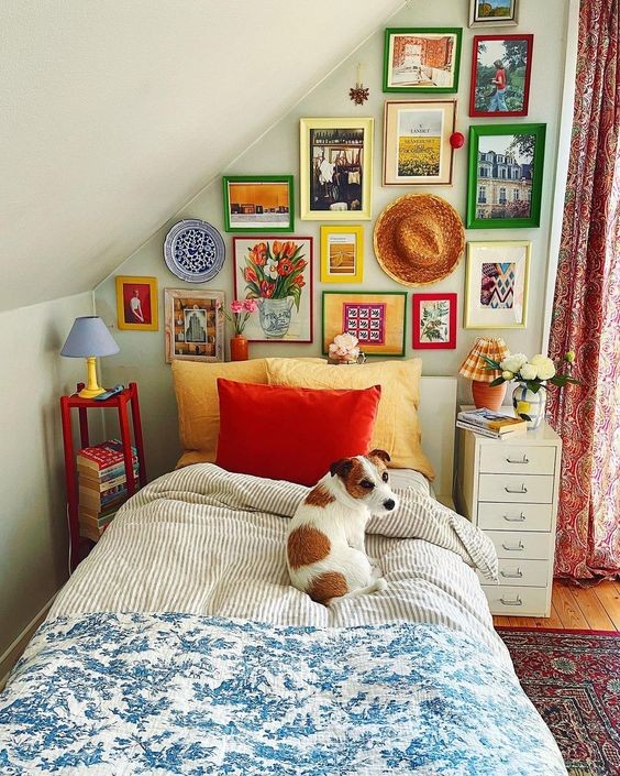 Eclectic Bedroom With Bright Colors