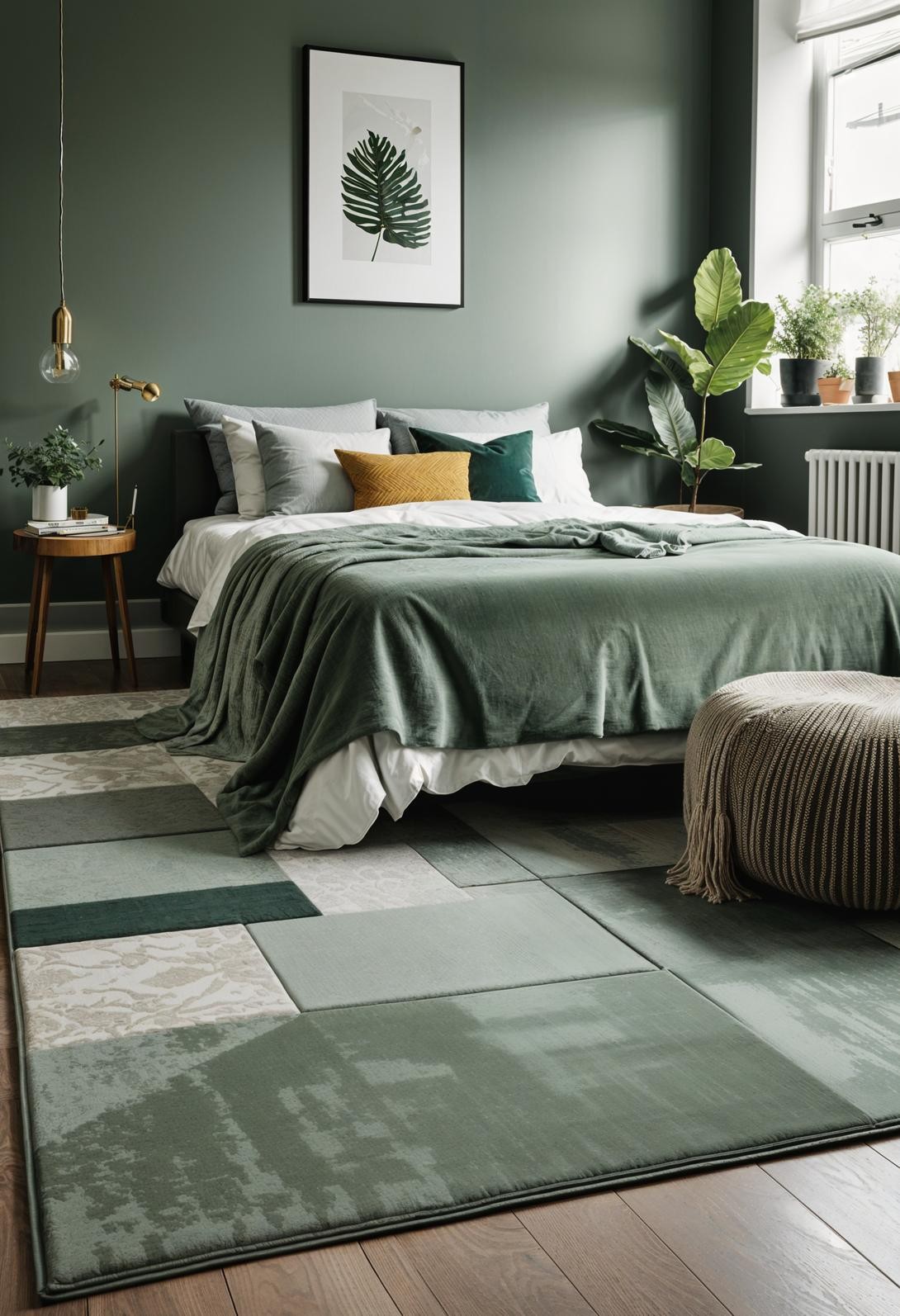 Sage Green Rugs on Grey