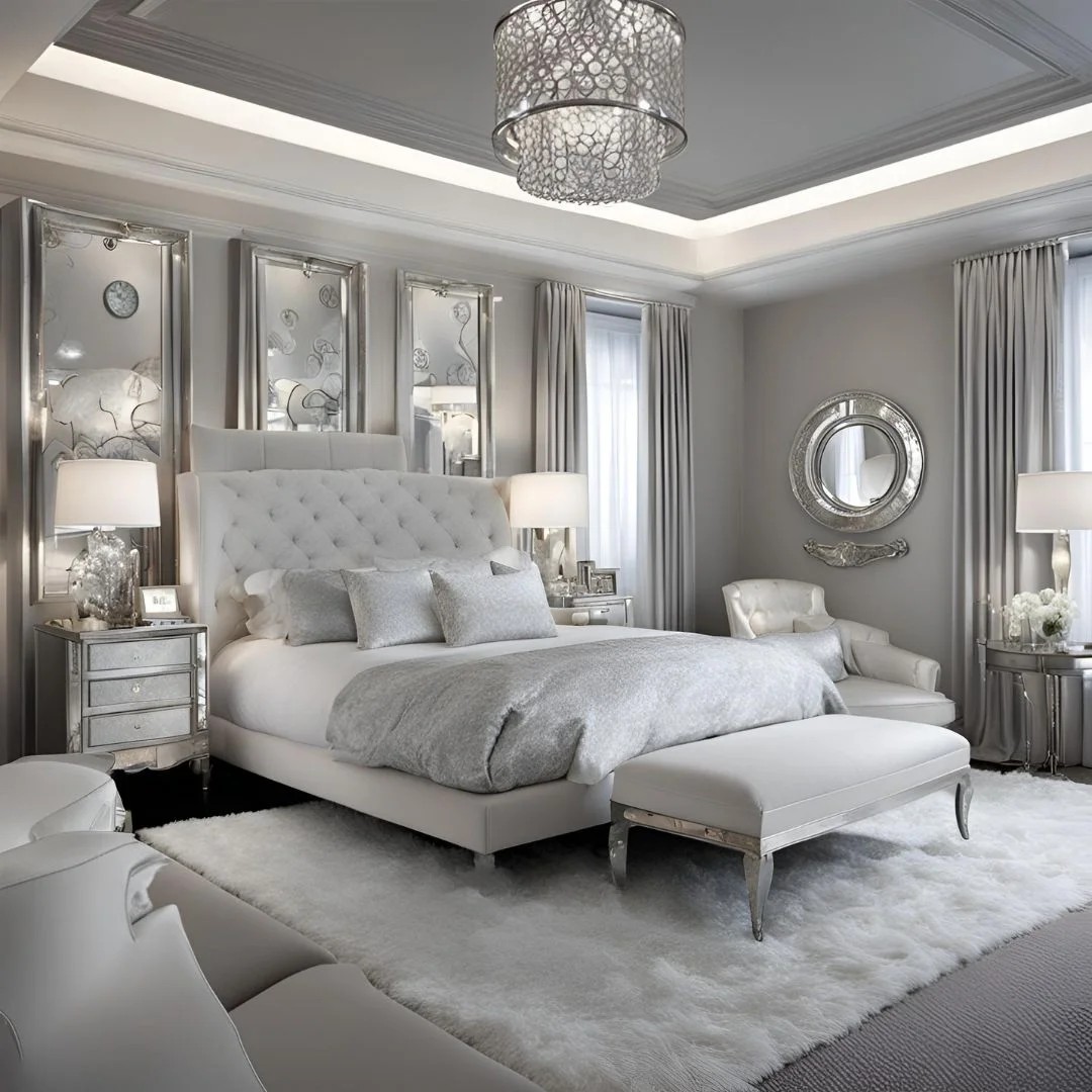 Silver And White Bedroom Ideas