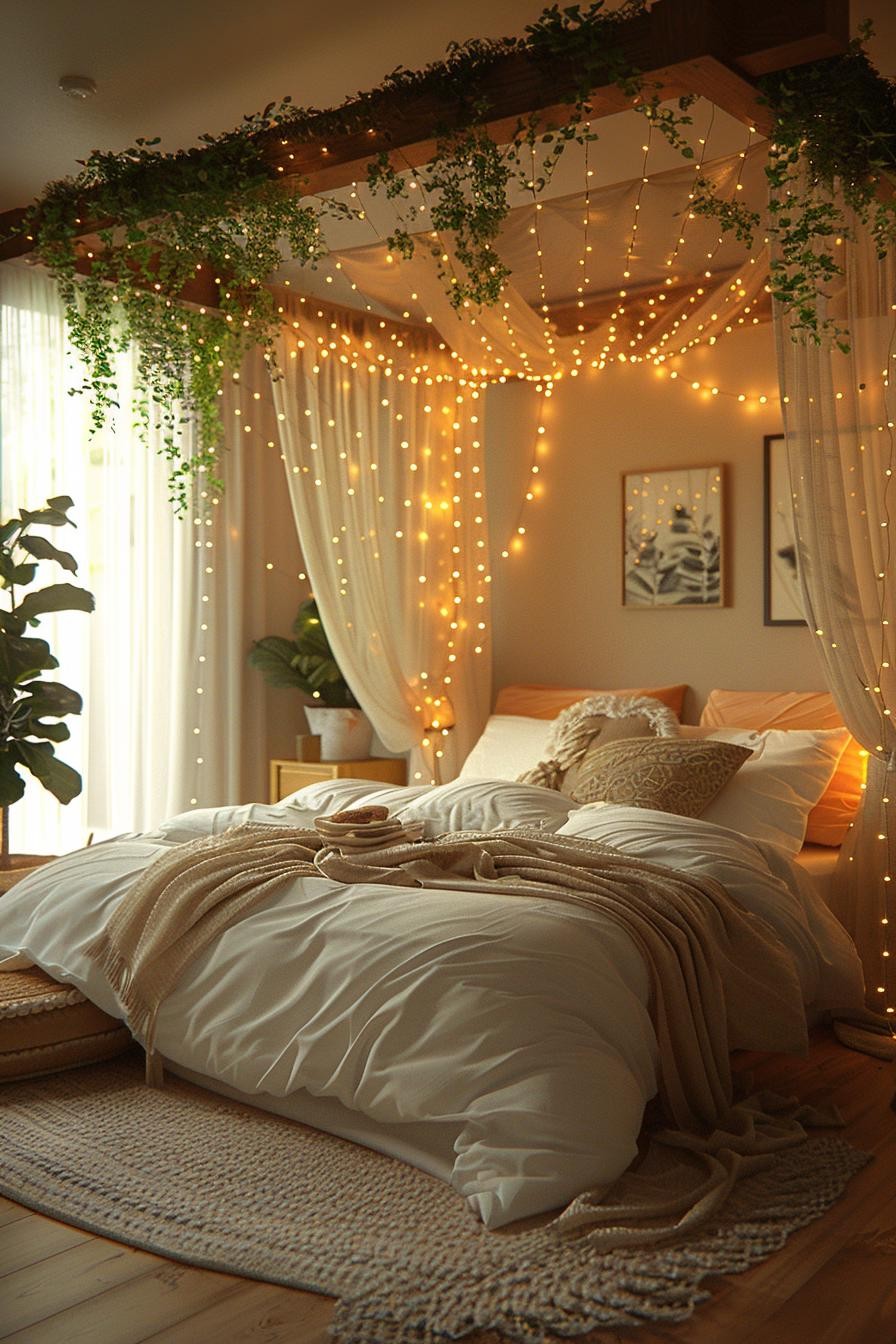 DIY Bedroom Canopy with Lights