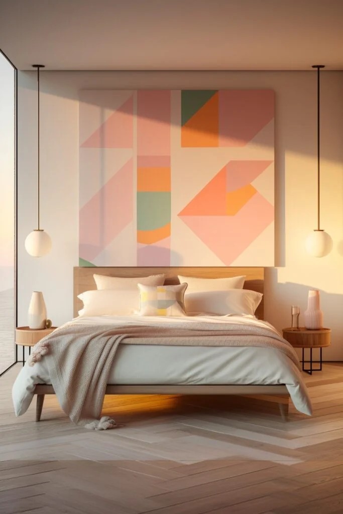 minimalist pastel bedroom