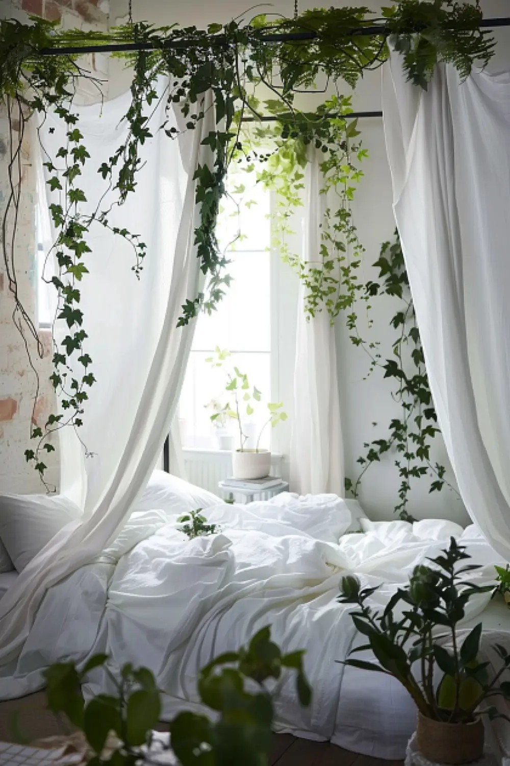 Plant Vines on Curtain Rods