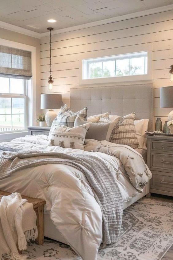 #5) Muted Grey Farmhouse Bedroom