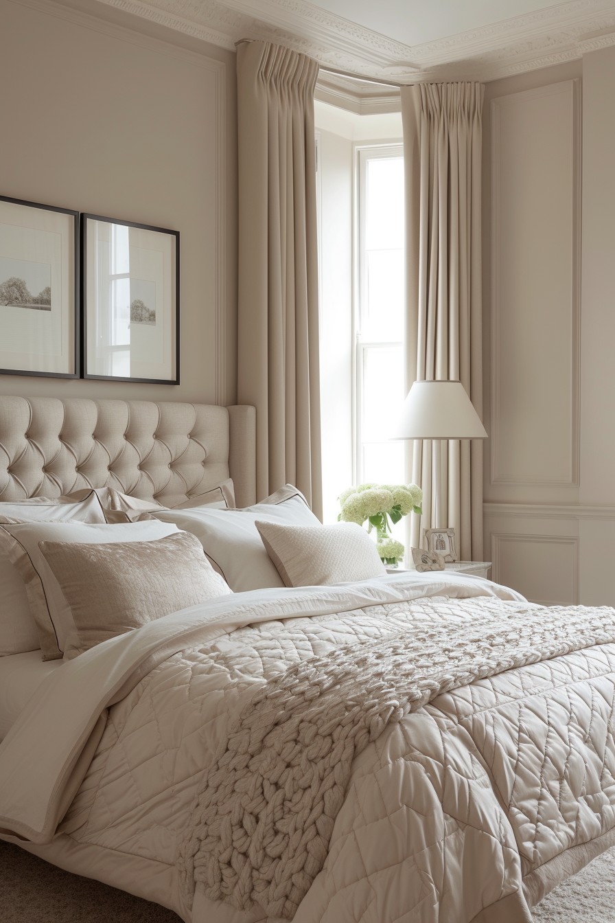 Soft Pastel Beige Grown Woman Bedroom: Sophisticated Calm