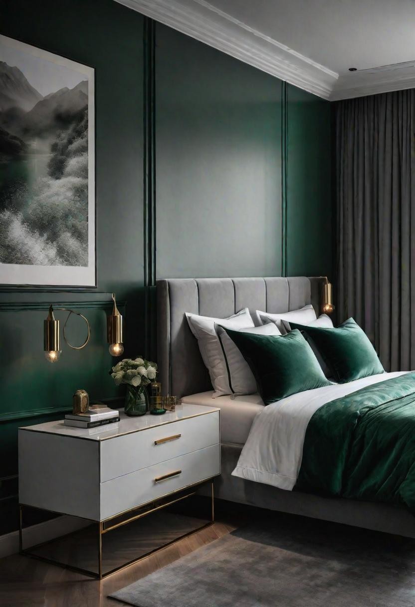 Luxe Grey & Emerald Bedroom