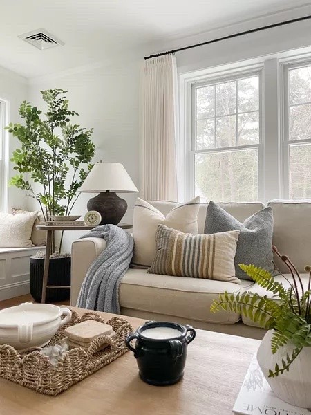 coastal living room styling