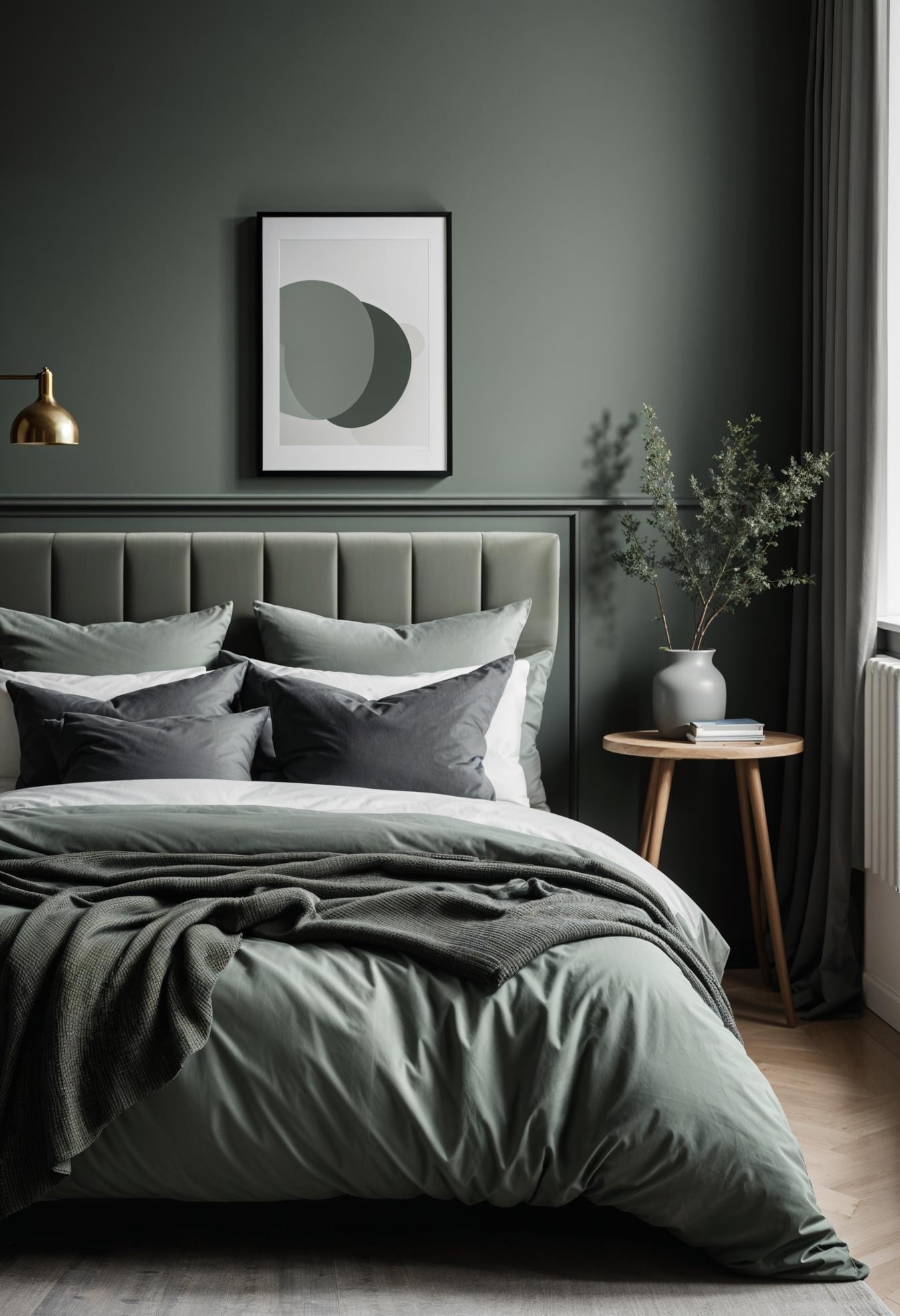 Scandinavian Sage & Charcoal Bedroom