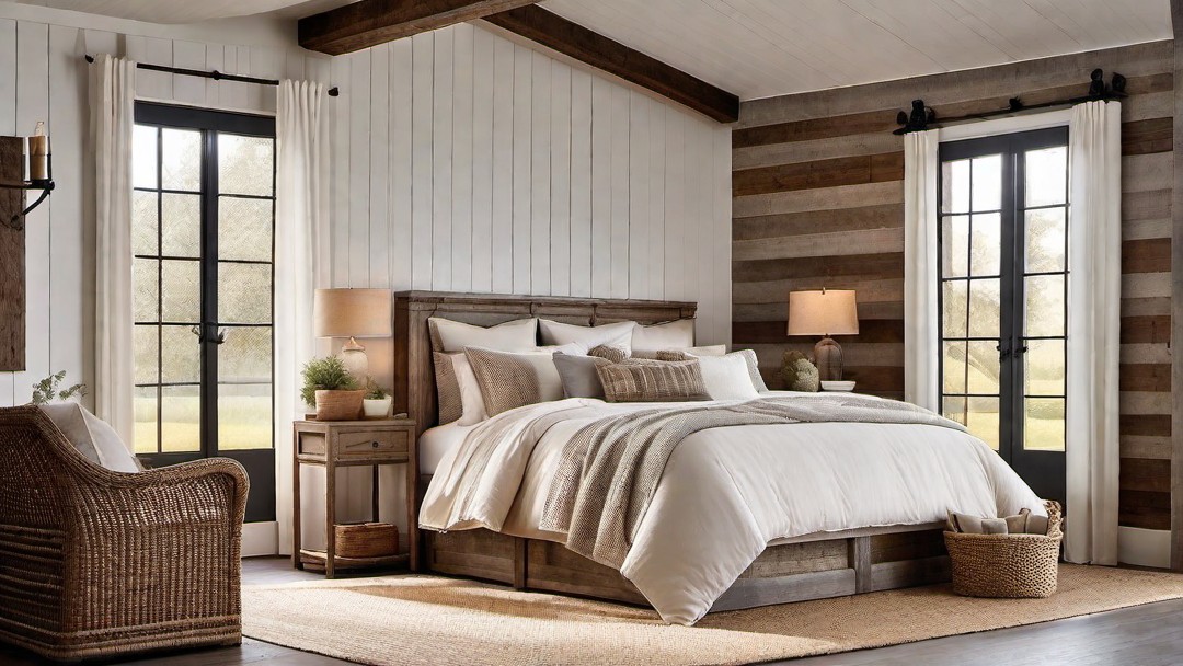 Farmhouse Style Bedroom with Barn Door Headboard