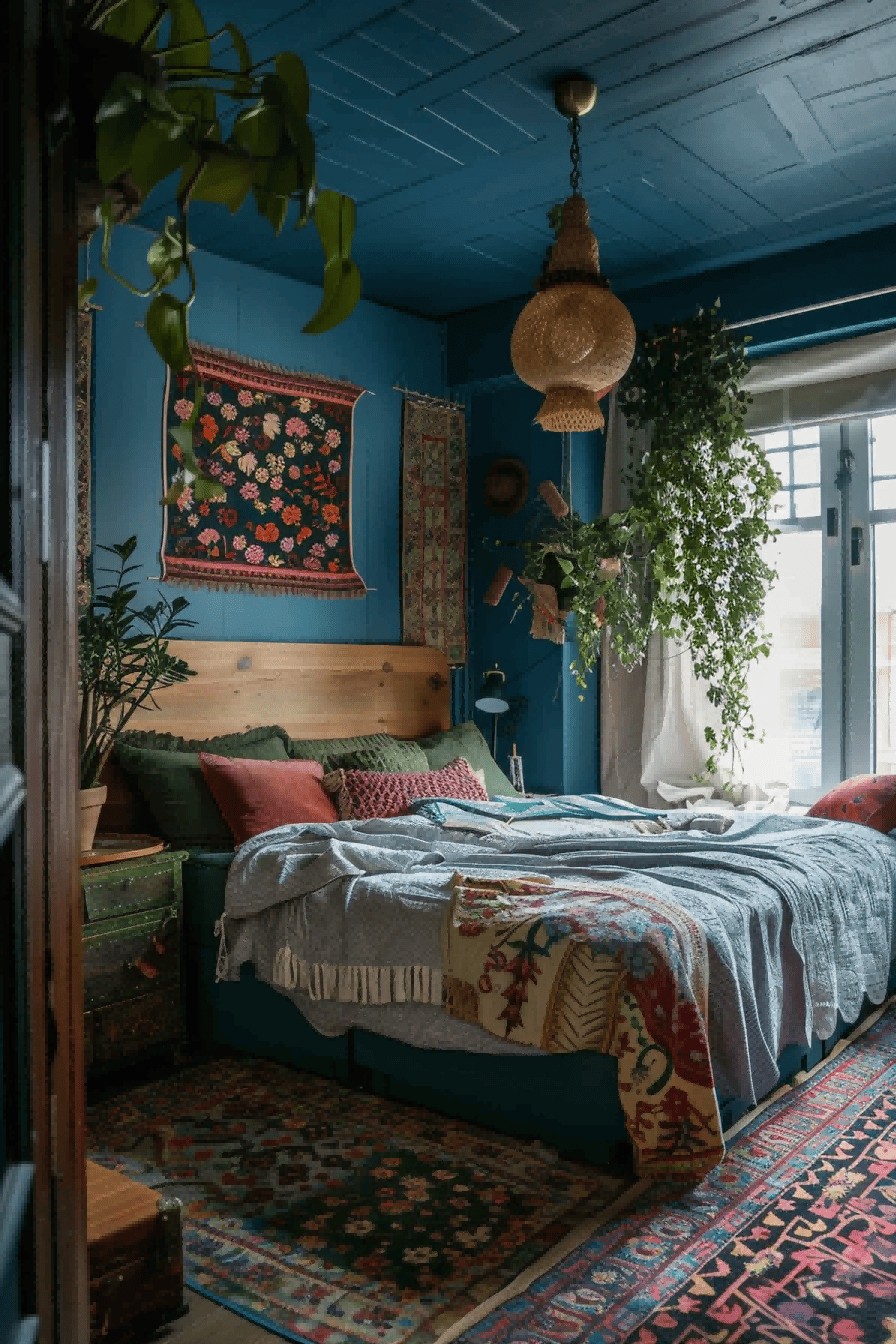 Boho-Style Blue Bedroom