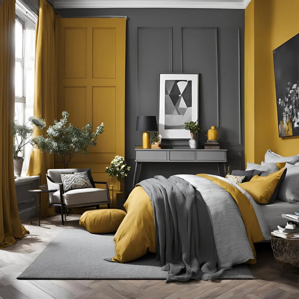 Mustard and Grey Bedroom Ideas