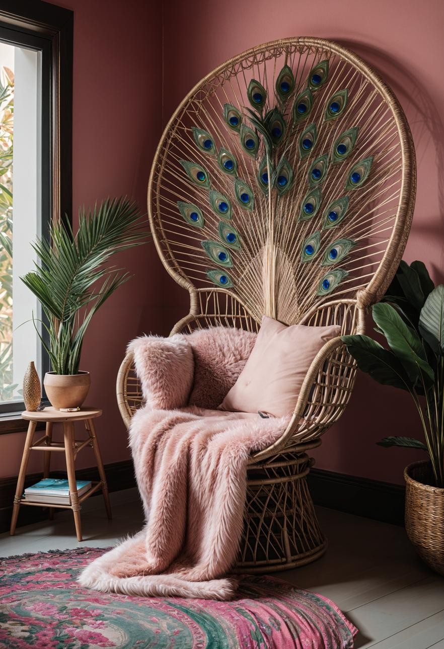 Cozy Peacock Chair Corner Decor