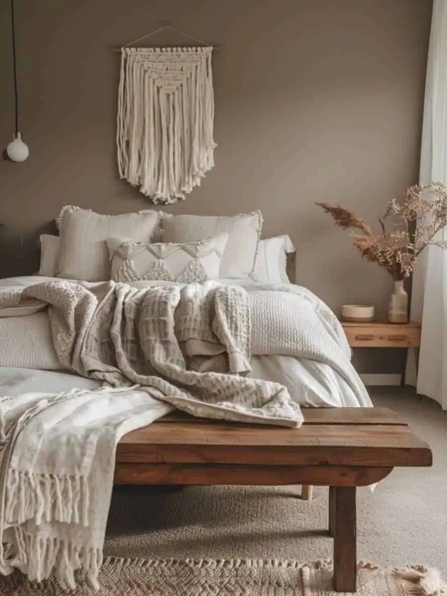 How to incorporate earthy elements into a modern bedroom?