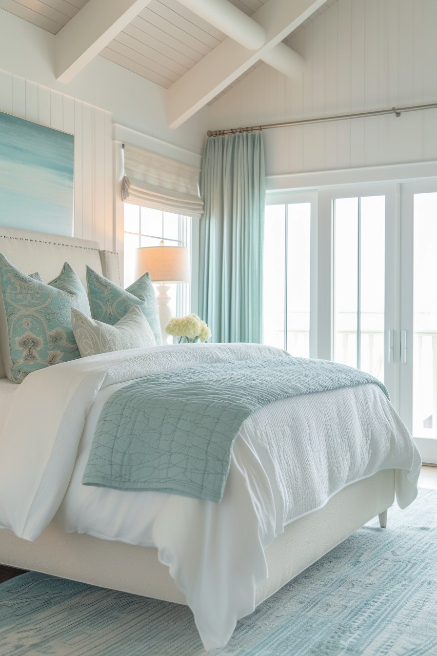 Pastel Turquoise Grown Woman Bedroom: Serene Coastal Feel