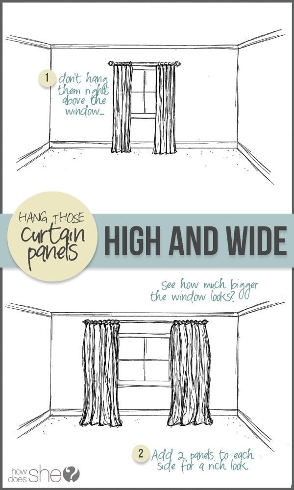 Curtains that are hung too low can make a room look smaller and more cramped.