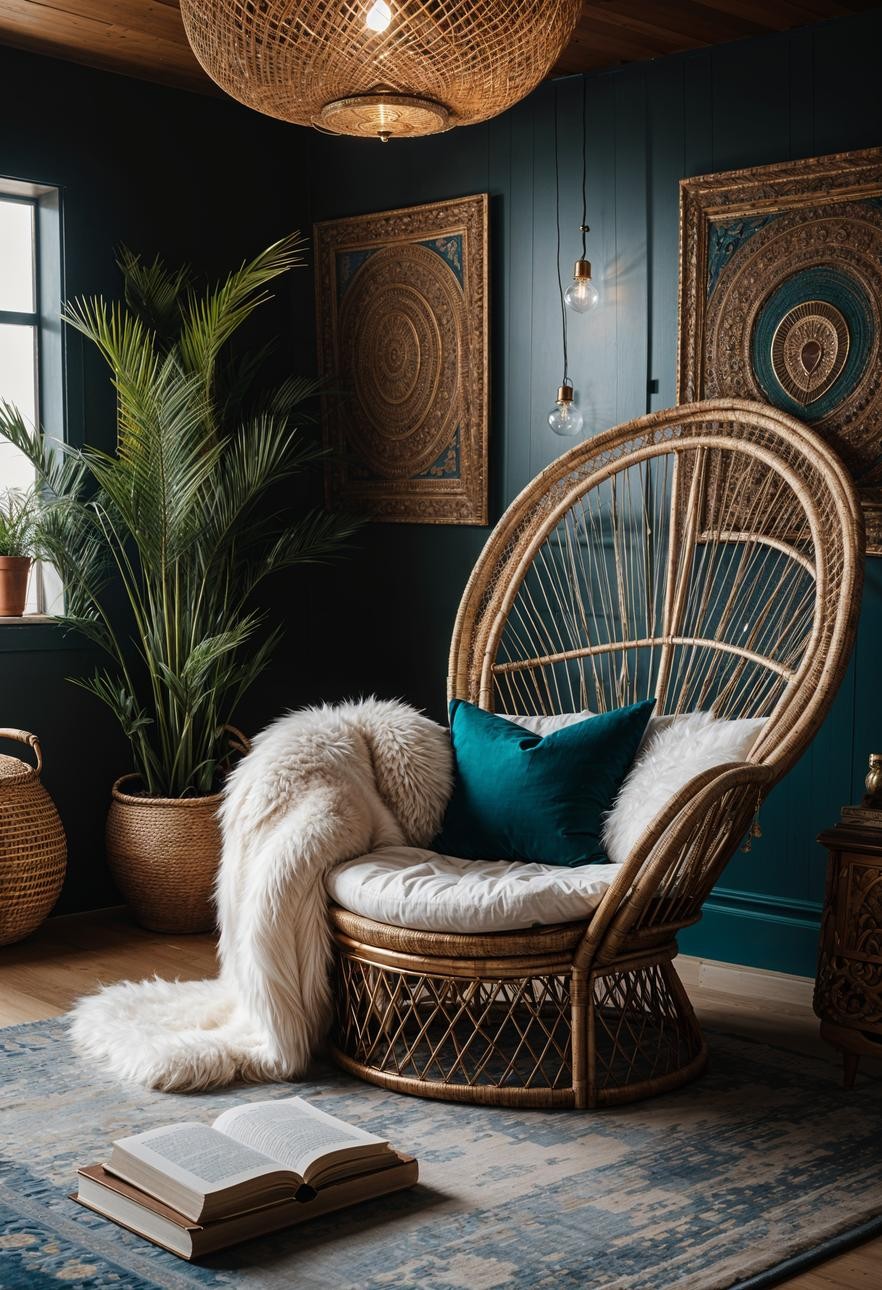 Cozy Peacock Chair Corner Decor