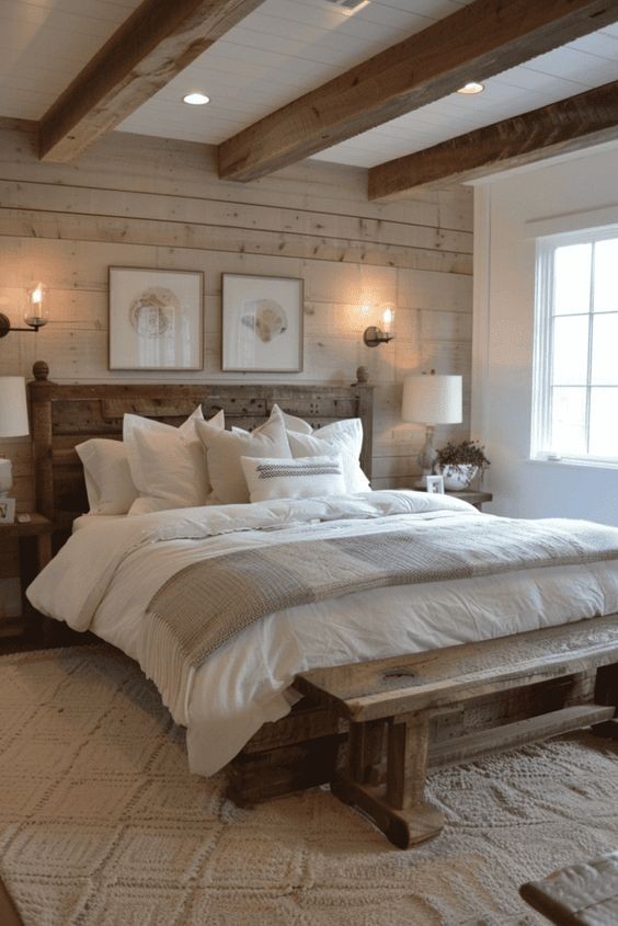 #12) Weathered Wood Farmhouse Bedroom