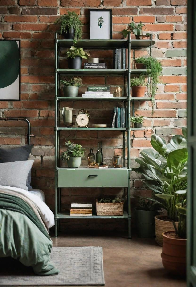 Pipe Shelving in Sage Green