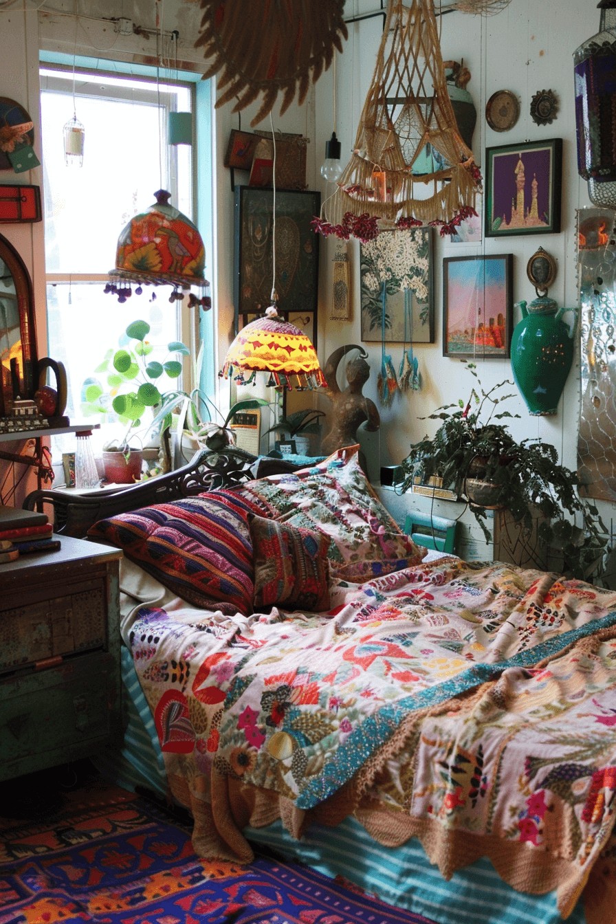 Layered Bohemian Bedroom Ideas with Decor