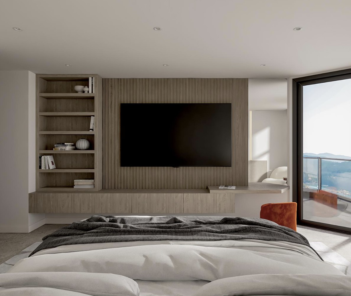 Modern Bedroom With Large TV