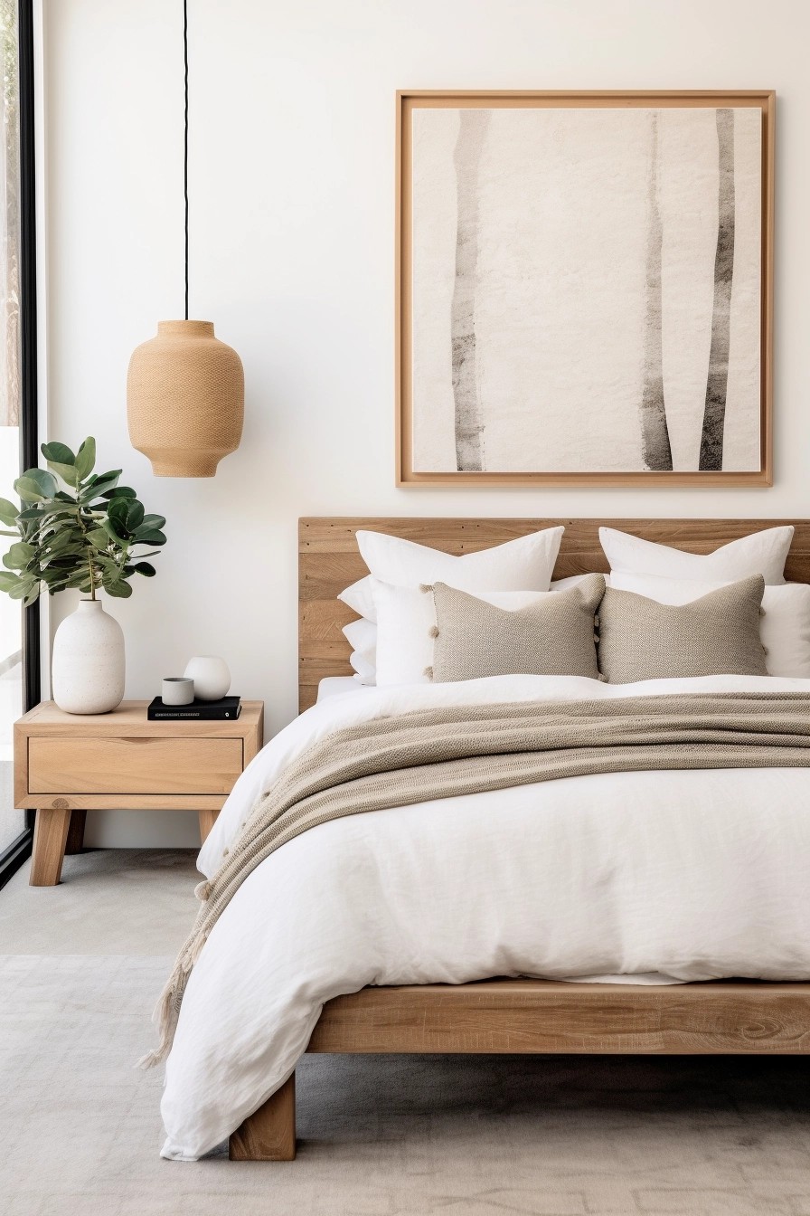 Organic Modern Bedroom 12: Whites, Wood and a Touch of Art