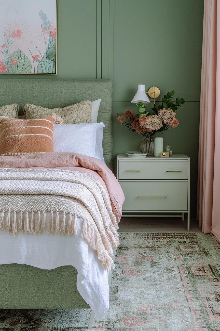 16 | Use a Sage green headboard