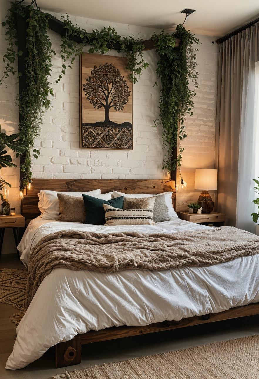 Biophilic Boho Bedroom Design