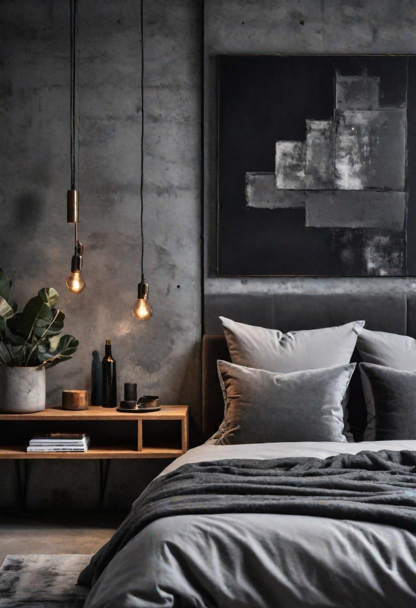 Concrete Cool Grey Bedroom Design