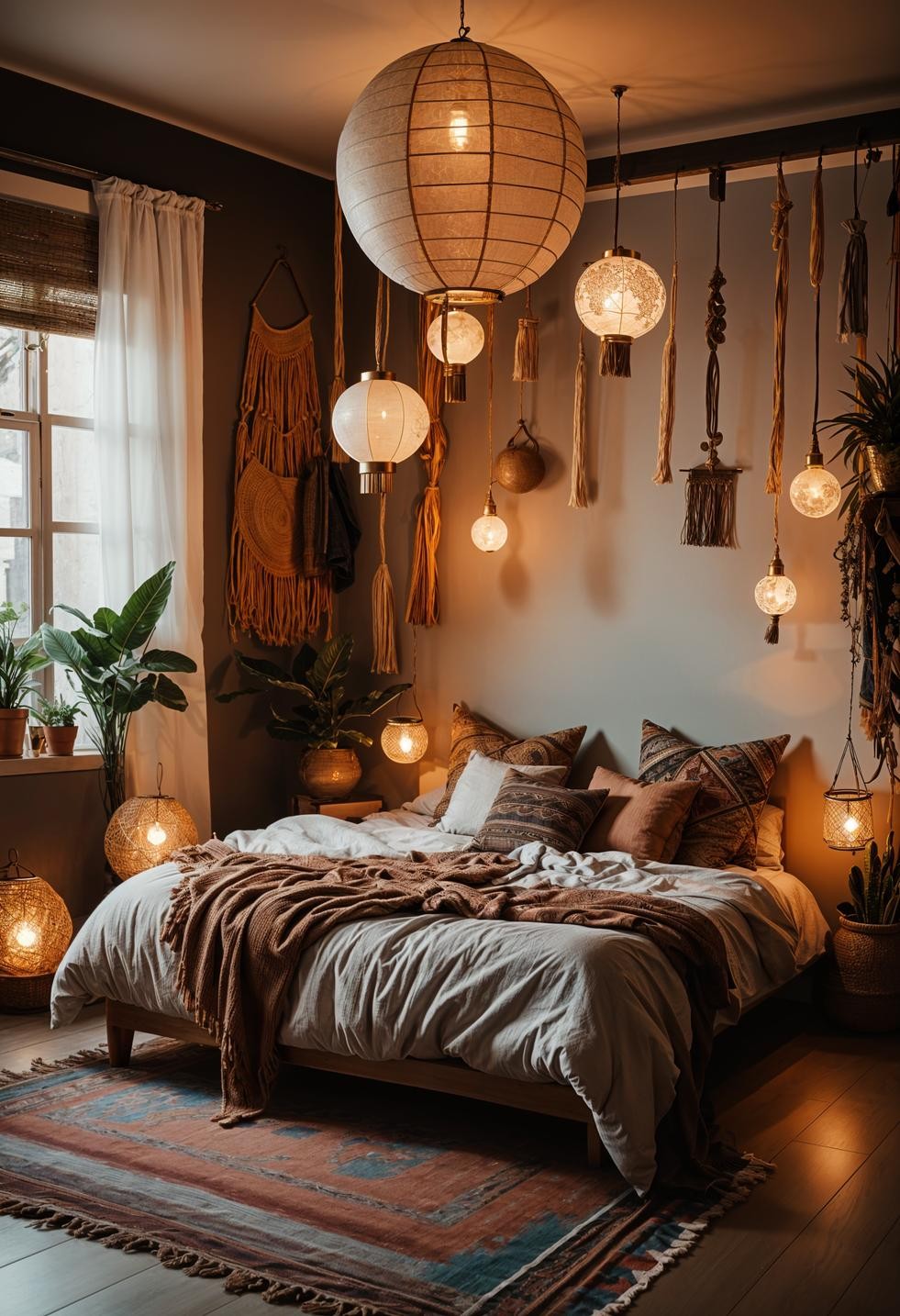 Eclectic Globe Lanterns for Boho Bedrooms