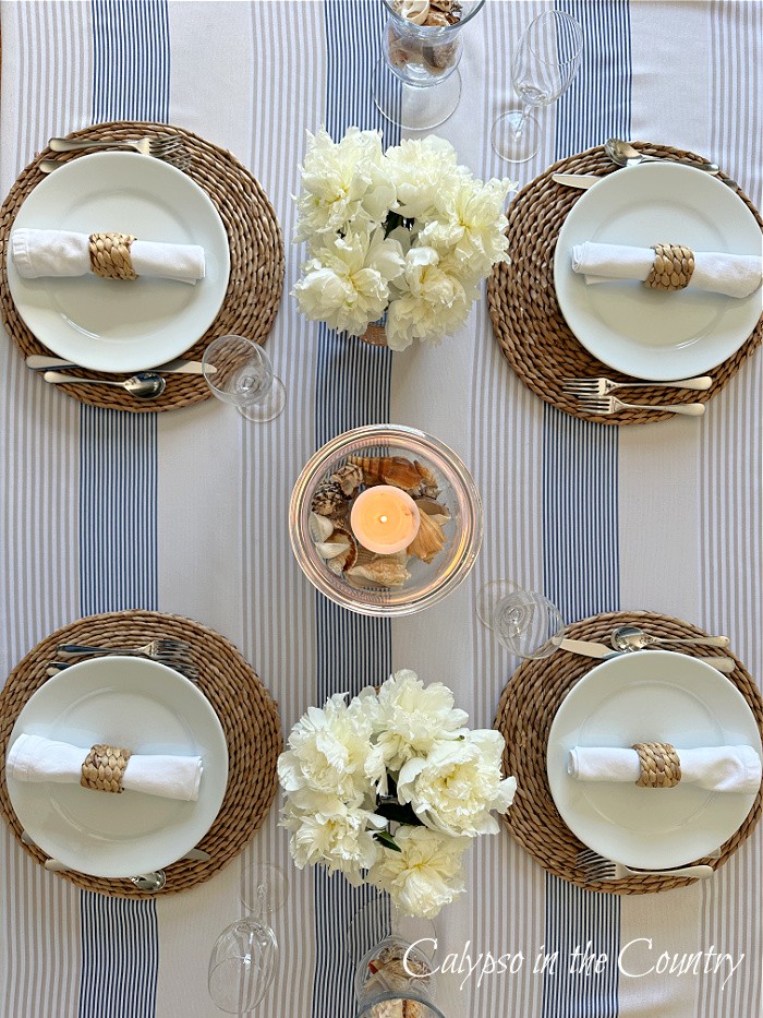 Blue and white coastal decor in the kitchen…