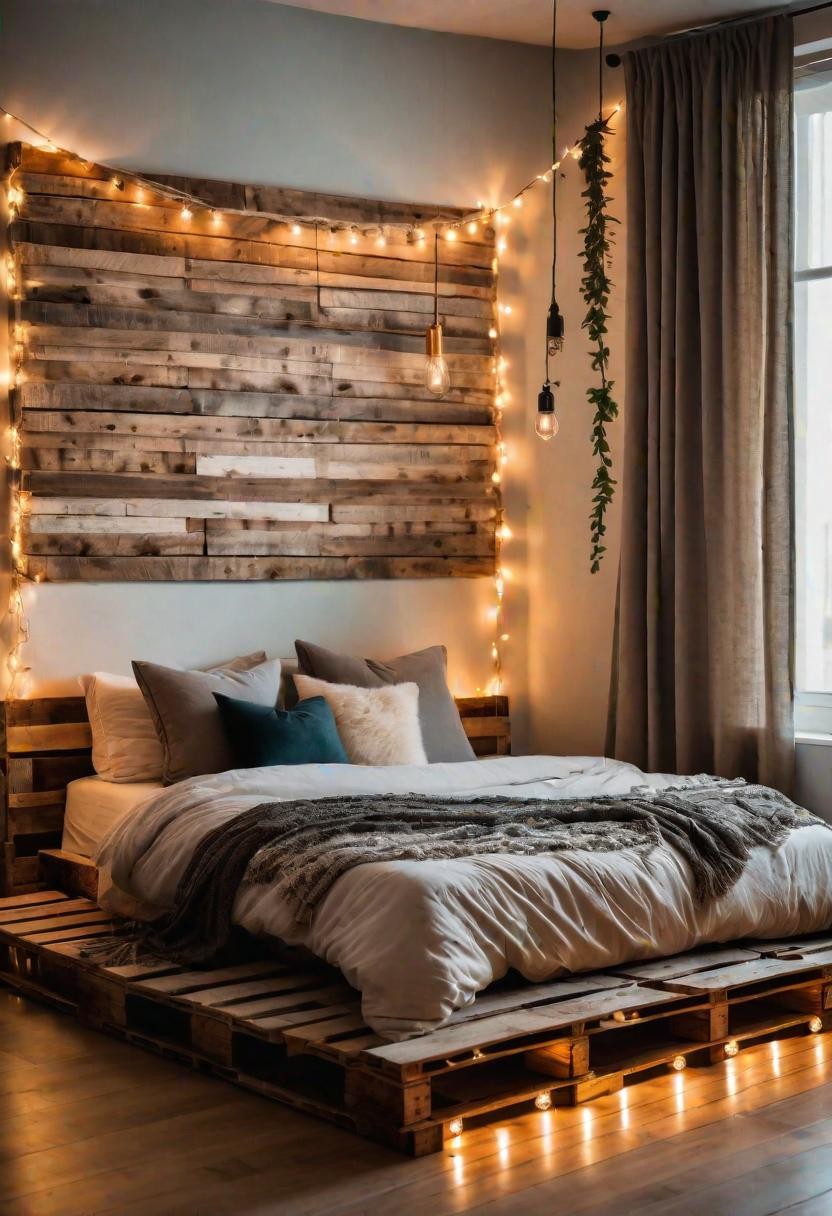 Boho Pallet Bed with Lights