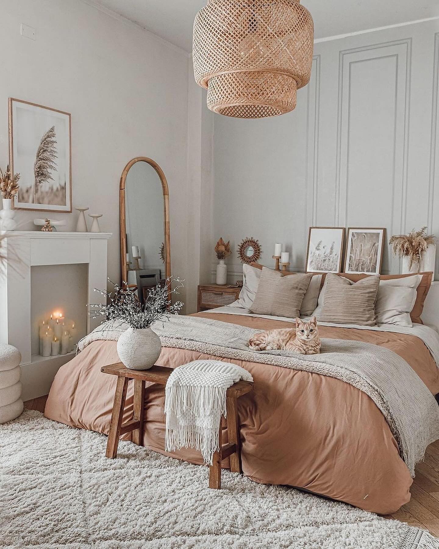 Rattan Ceiling Lamp For Cozy Boho Bedroom