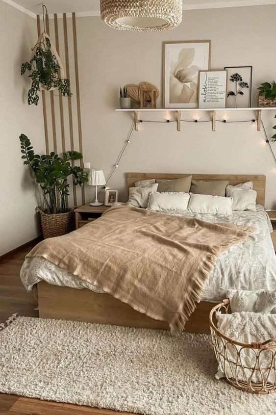 Boho Bedroom With Light Brown Colors