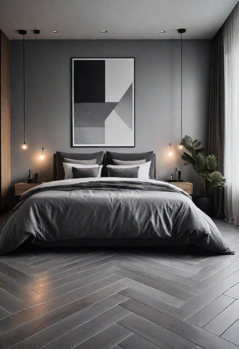 Modern Herringbone Grey Floor