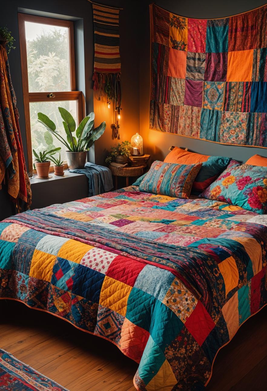 Boho Patchwork Quilt Bedspread Ideas