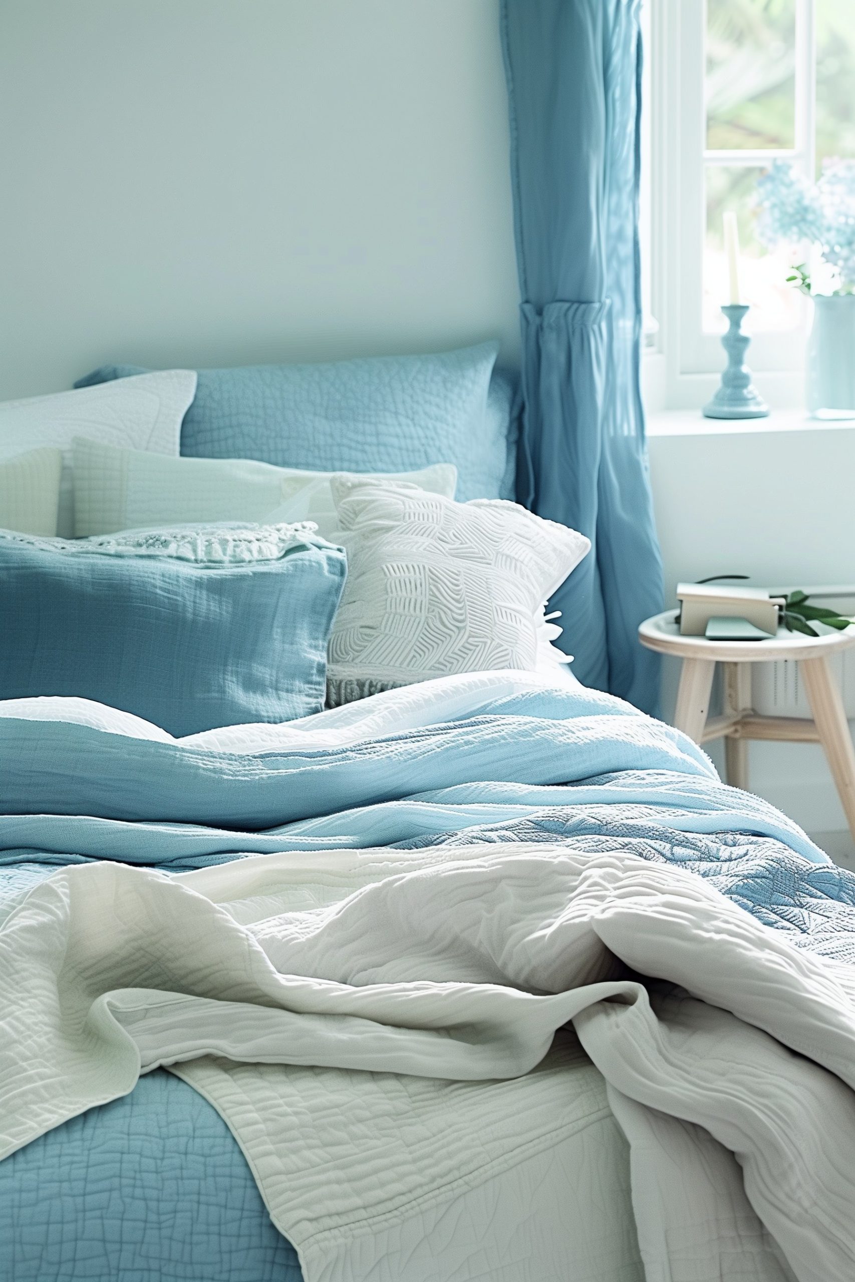 Play with Patterns in Blue Bedding and Decor