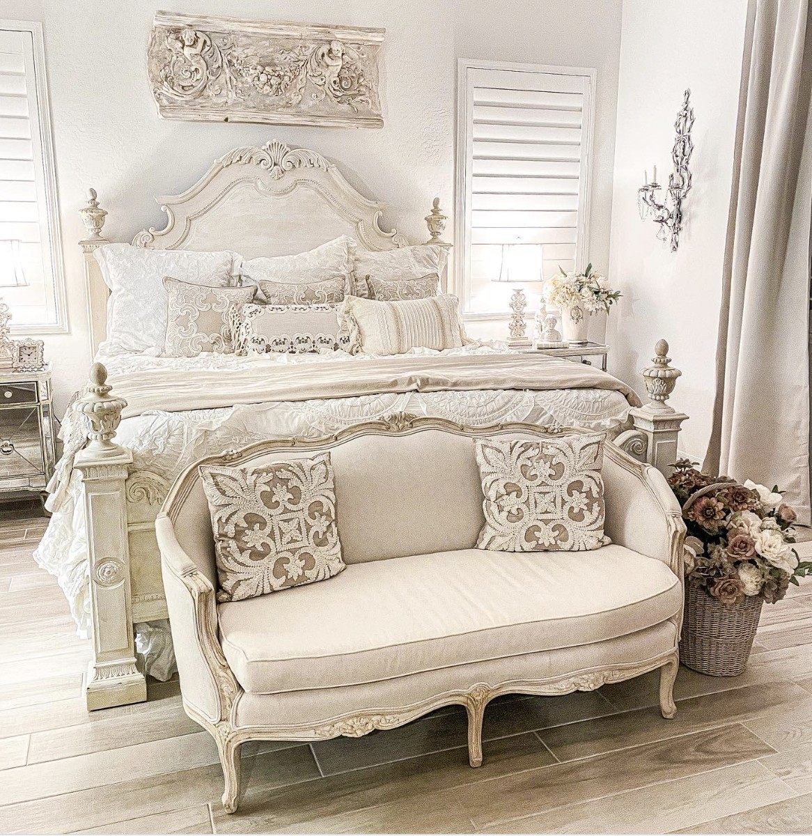 White Bedroom With Different Pattern And Textures