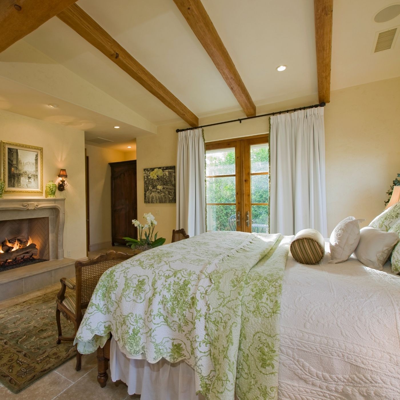 Cozy Bedroom with Fireplace