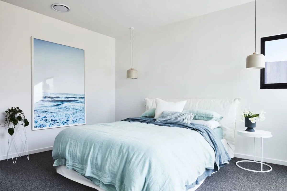 minimalist pastel bedroom