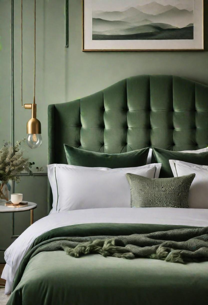 Sage Green Velvet Headboard