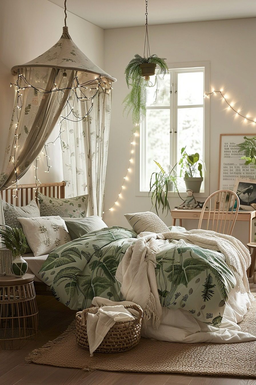 Botanical Retreat: Boho Bedroom Designs for Youth