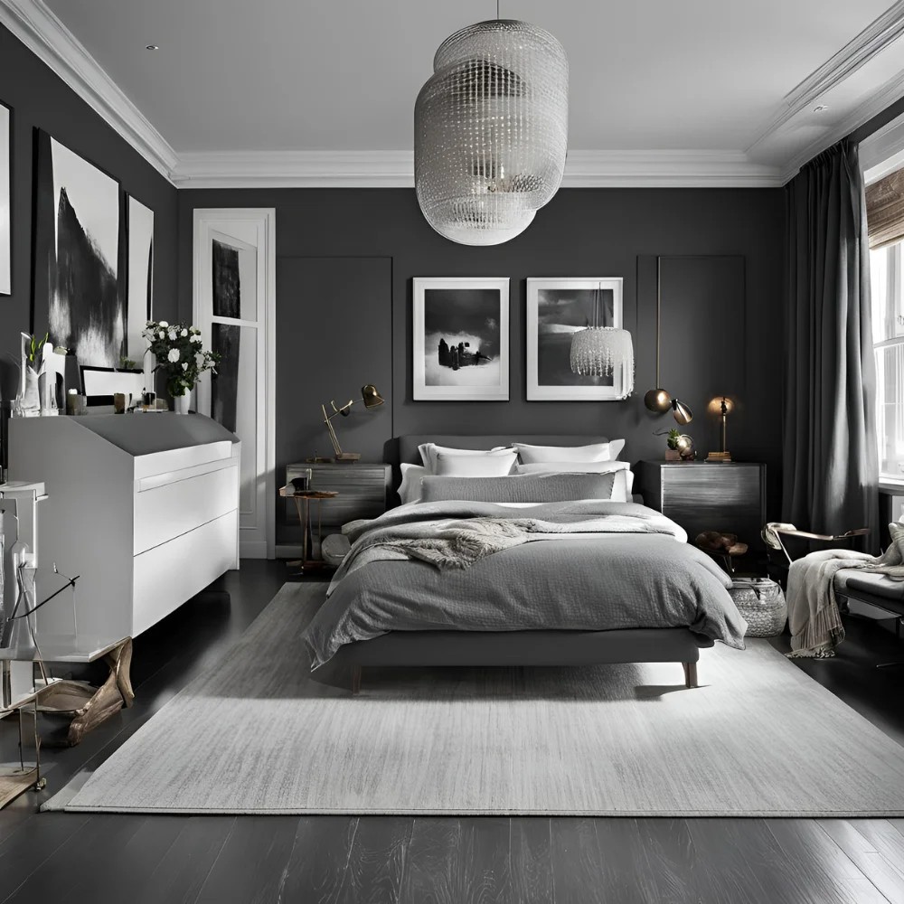 Charcoal and White Bedroom Ideas