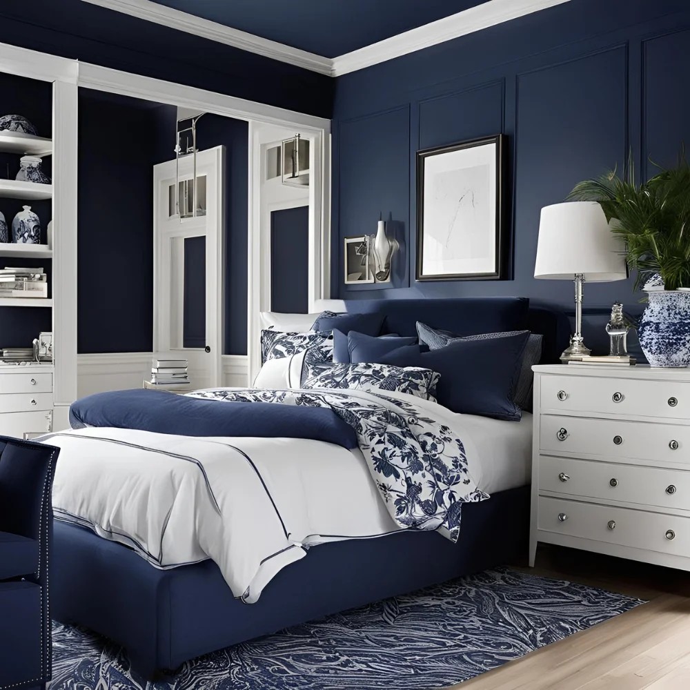 Dark Blue and White Bedroom Ideas