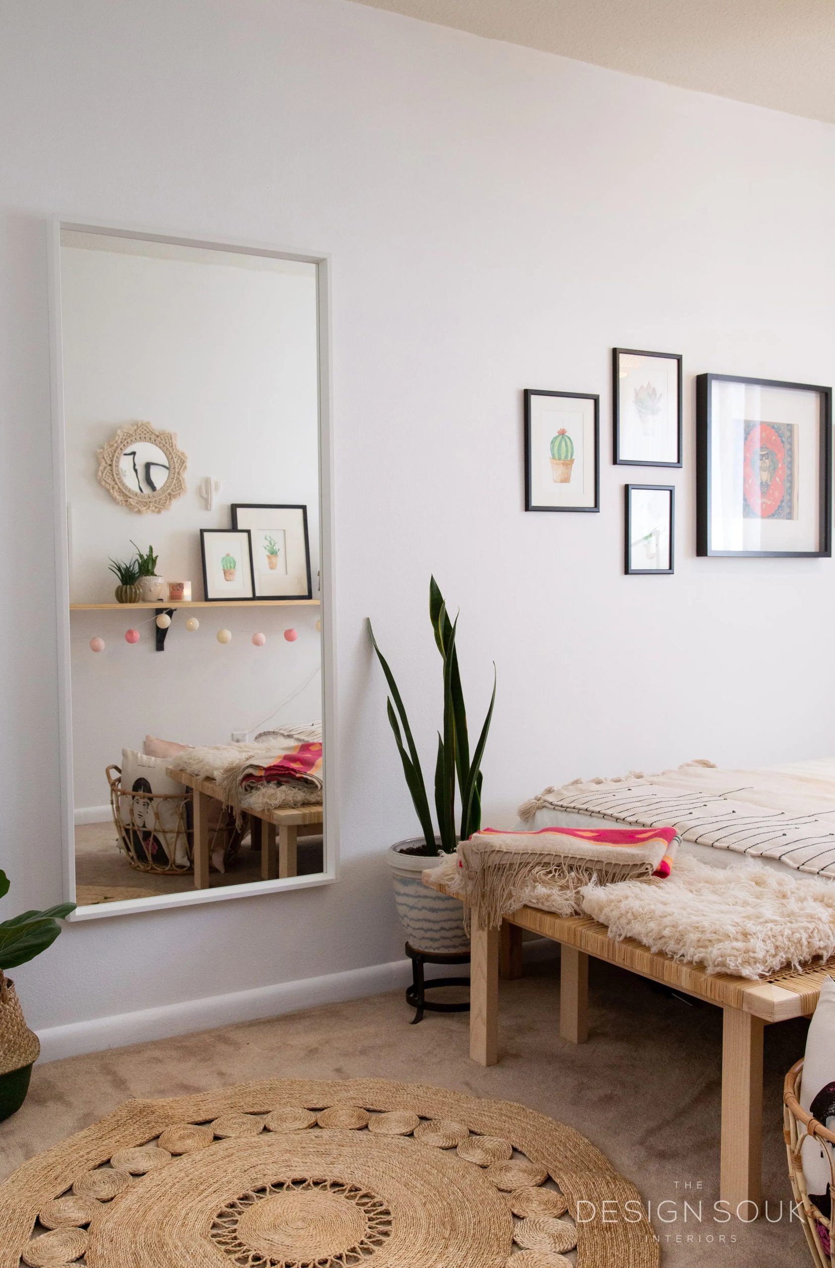 A good friend, Zaza (from the amazing @zazahardytravels account on IG!), had painted some succulents and cacti for Huong in watercolor, so we had them all framed and hung them up with her awesome “The Big Lebowski” poster. I love that we were able to use something so meaningful to make a small gallery wall in this room!