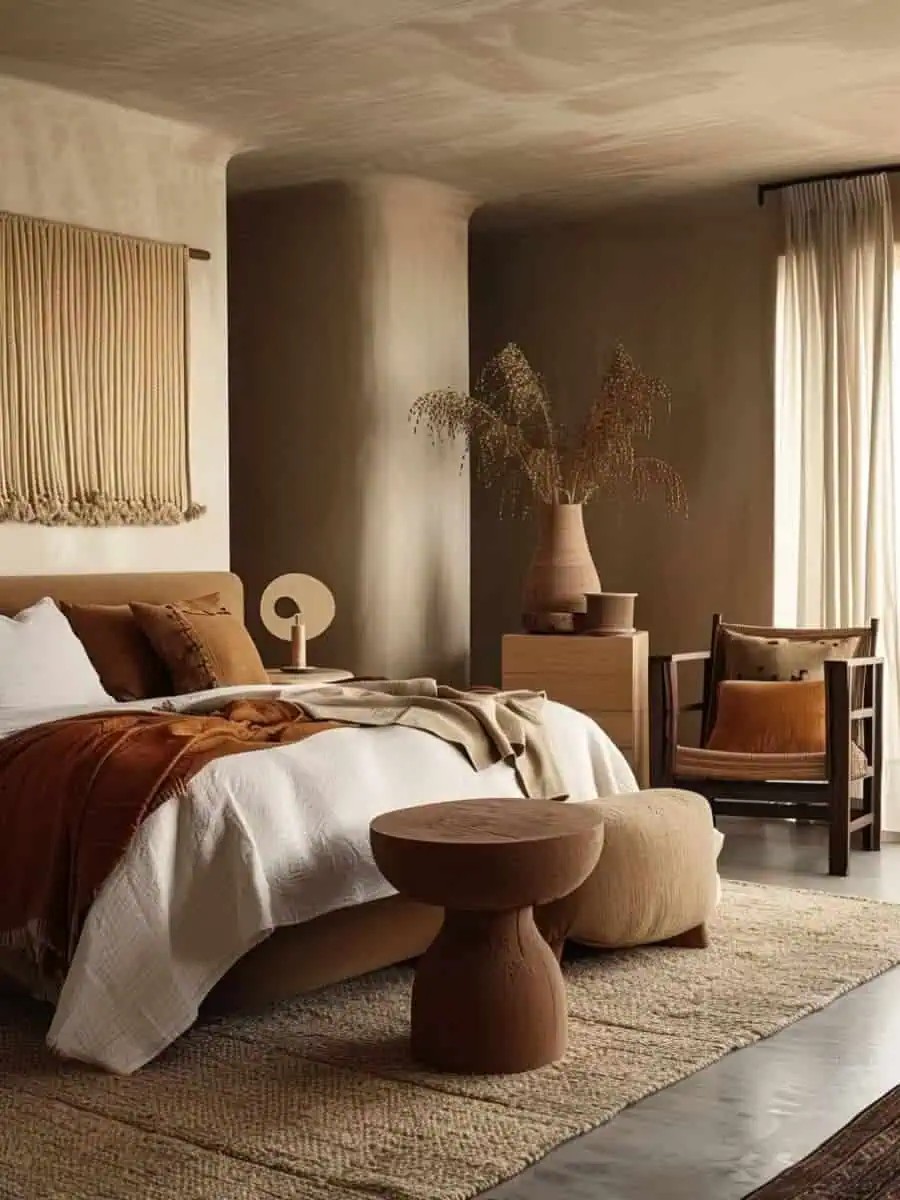 How to add a personal touch to an earthy modern bedroom?