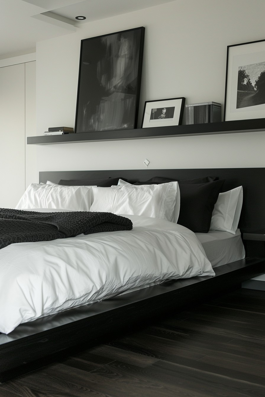 Contemporary Grown Woman Bedroom: Sleek Black and White Modernity